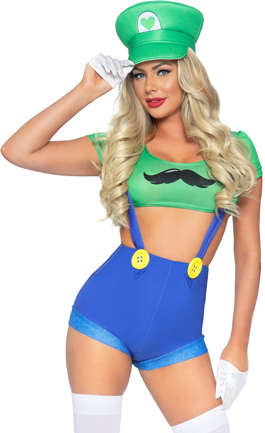 Leg Avenue Women's 3 Pc Sexy Gamer Babe Costume with Crop Top, Suspender Shorts, Hat