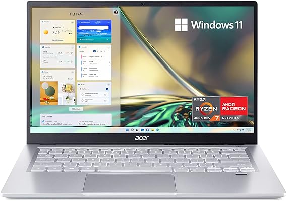 acer Swift 3 SF314-43-R6NE Laptop | 14" FHD IPS | AMD Ryzen 7 5700U Octa-Core Processor | AMD Radeon Graphics | 16GB LPDDR4X | 512GB SSD | Wi-Fi 6 | Fingerprint Reader | Copilot Enabled | Windows 11