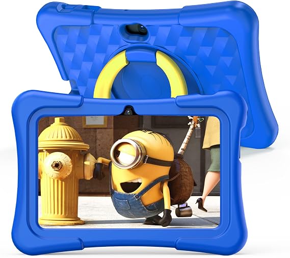 PRITOM 7 inch Kids Tablet, 32GB, WiFi, Kids Apps, Parental Control, Blue | Freee Apps&Games, Kids Software Pre-Installed, Kids-Tablet Case, Android Tablet, Bluetooth, Dual Camera