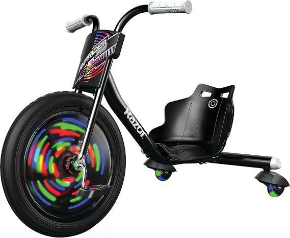 RipRider Lightshow 360 Drift Trike | Pedal Drifting Tricycle (Black)