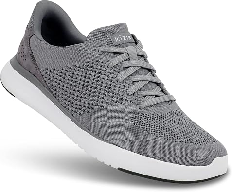 Kizik Slip On Sneakers: Lima - Comfortable All-Day Wear, Hands Free Convenience, Breathable Knit Top, Mens & Womens Walking Shoes with Arch Support - Grey,M10.5  W12 Wide