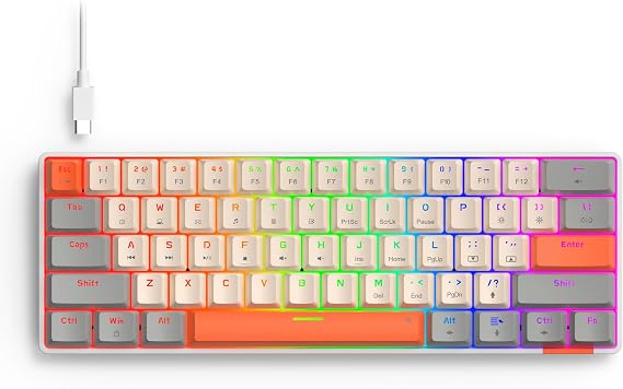 EVO Compact 61 Mechanical Gaming Keyboard - Rainbow Lighting Effect - Retro Style