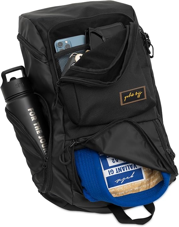 Gold BJJ Jiu Jitsu Backpack - Heavy Duty Gym Bag with Waterproof Gi Pocket