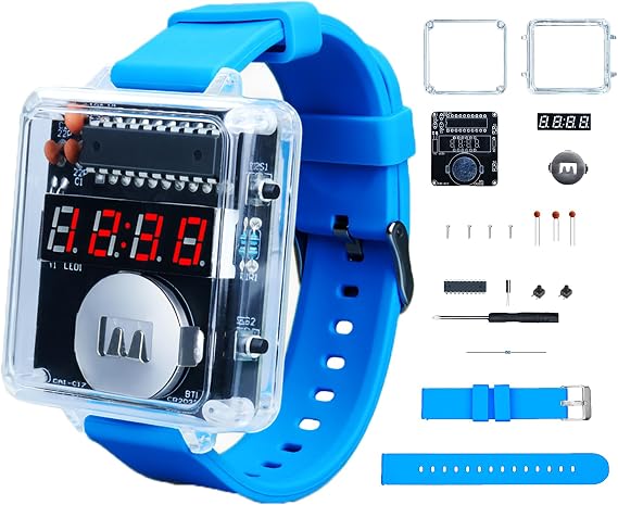 PEMENOL DIY Digital Watch Soldering Kit | 12/24 Hour Selectable Clock Soldering Projects with Automatic Sleep Mode, Electronics Learning Kit for Beginners