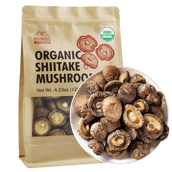 VIGOROUS MOUNTAINS Organic Dried Shiitake Mushrooms 4.23oz