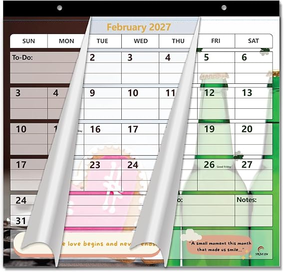 Fridge Calendar 2027 2028 by StriveZen, Magnetic, Monthly 10x10 Inch, Academic, Refrigerator, Desktop, Gift, Teacher Family Busy Mom Office, January 2027- December 2028