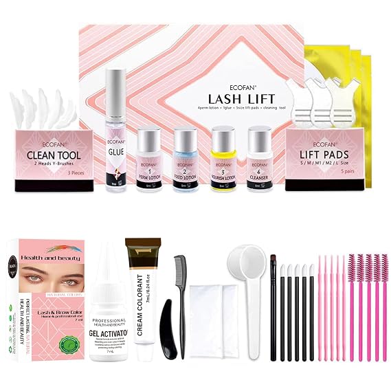 Lash Lift and Color Kit, Korean Formula Lash Perm, Black Lash & Brow Color