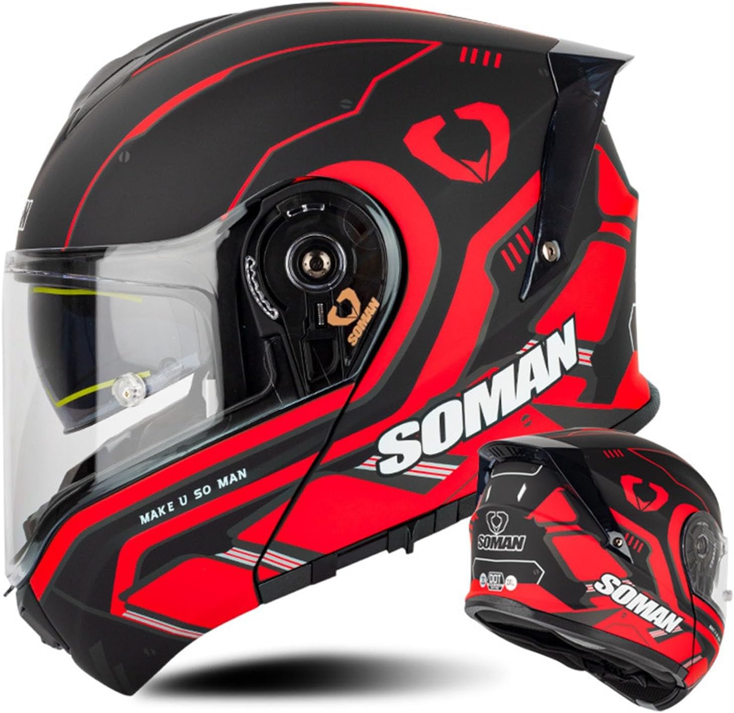 Flip Up Front Full Face Helmet Modular Motorcycle Helmet DOTECE Approved Motorbike Crash Helmet with Double Visors Racing Helmet for Men Women Adult Modular Motocross Helmet