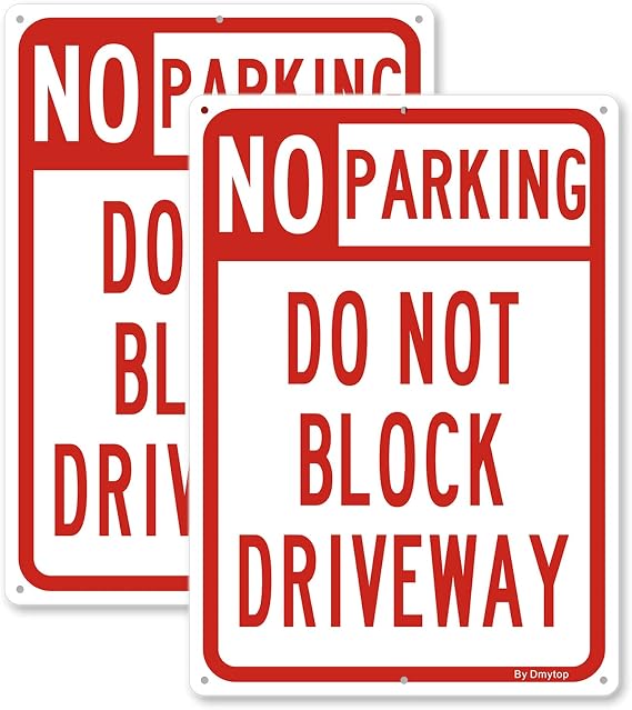No Parking Sign, Do Not Block Driveway Signs, (2 Pack) 10 x 14 Inches Rust Free Aluminum, UV Protected Durable In Easy to Mount