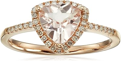 14k Rose Gold Morganite and Diamond Trillion Ring 16cttw, H-I Color, I1-I2 Clarity, Size 7