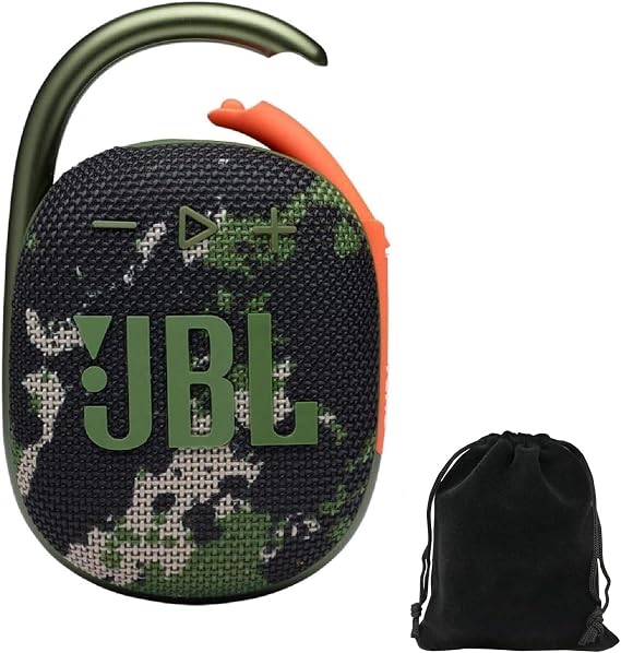 JBL Clip 4 Portable Bluetooth Speaker Bundle with Deluxe CCI Protective Carrying Pouch (Squad)