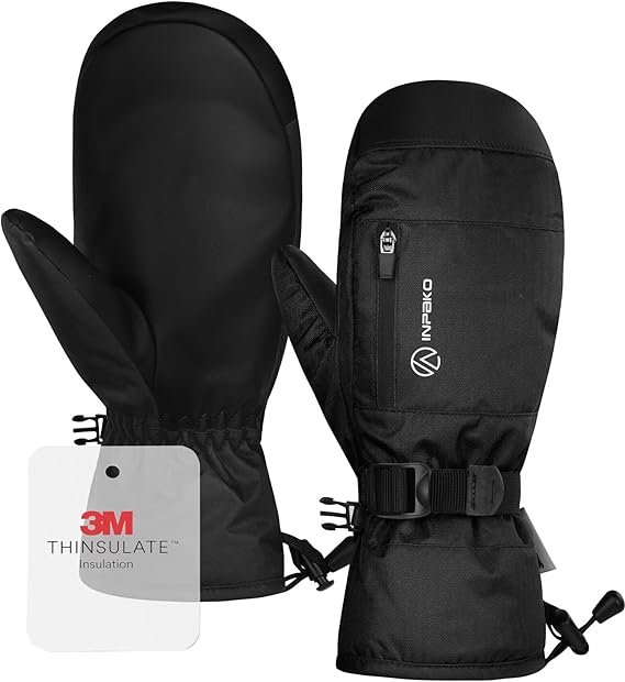 Winter Ski Mittens for Men Women,3M Thinsulate Thermal Snowboard Mittens, Cold Weather Snow Gloves for Skiing | Internal Five-Finger Design, Waterproof, Adjustable Cuff, Windproof, Fleece Lining, Anti-Slip Palm, Cold Weather Snow Gloves