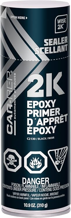 CAR-REP 2K Epoxy Primer with Wise 2K Technology, Suitable for All Kinds of Metals, Carbon Fiber Substrates, Most Automotive Plastics, Black, 11oz Aerosol Can