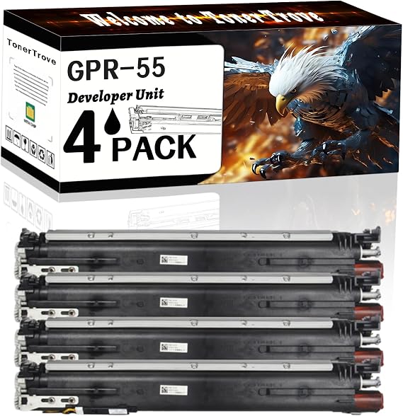 GPR-55 Developer Unit Compatible for Canon imageRUNNER Advance C5535i C5535iII C5535iIII C5540i C5540iII C5540iIII C5550i Printers, Office Printing is Easy Clear Smooth (4 Pack Black)