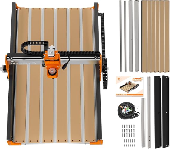 FoxAlien Y-axis 4080 Extension Kit for Masuter 3 CNC Router Machine, with Upgraded T-slot Hybrid Spoilboard for Large Wood Engraving Carving Projects (Extend Y-axis to 800mm)