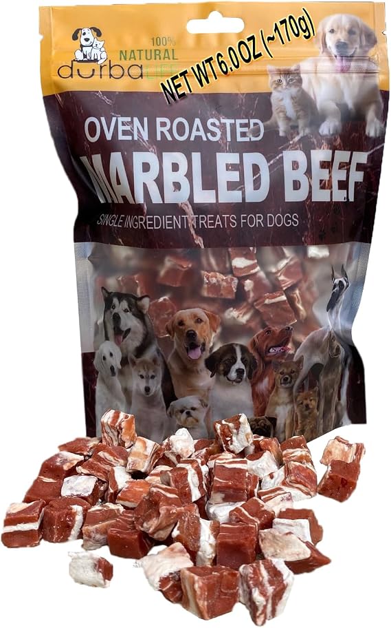 Oven Roasted Single Ingredient Treats for Dogs & Cats | Easy Chew (6.0 oz, Marbled Beef, Large)