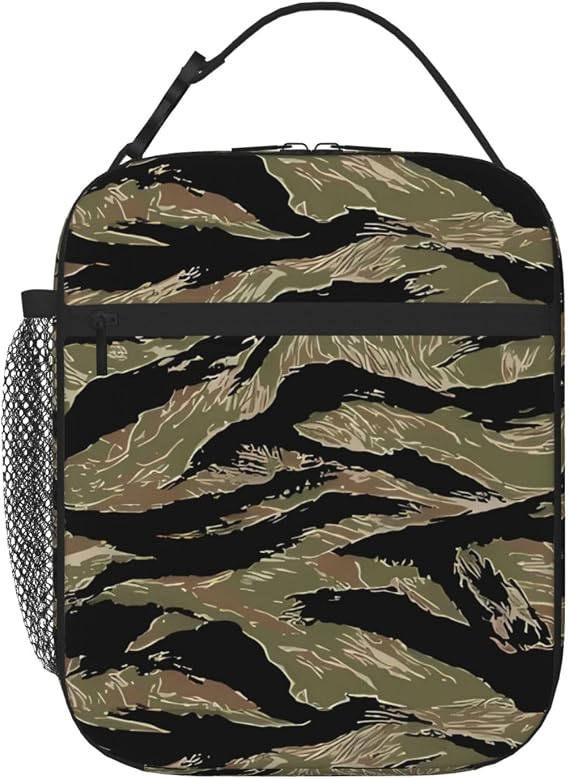 Insulated Lunch Bag for Women Men Tiger Stripe Camo Lunch Box Reusable Leakproof Lunch Cooler Bag for Office Work