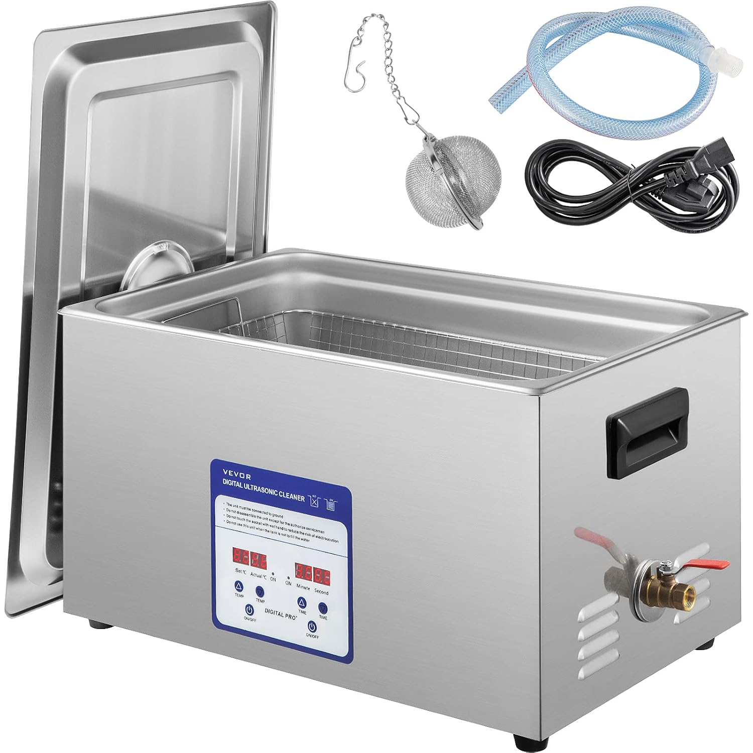VEVOR Digital Ultrasonic Cleaner 30L Ultrasonic Cleaning Machine 40kHz Sonic Cleaner Machine 316 &amp; 304 Stainless Steel Ultrasonic Cleaner Machine with Heater &amp; Timer for Cleaning Jewelry Glasses Watch