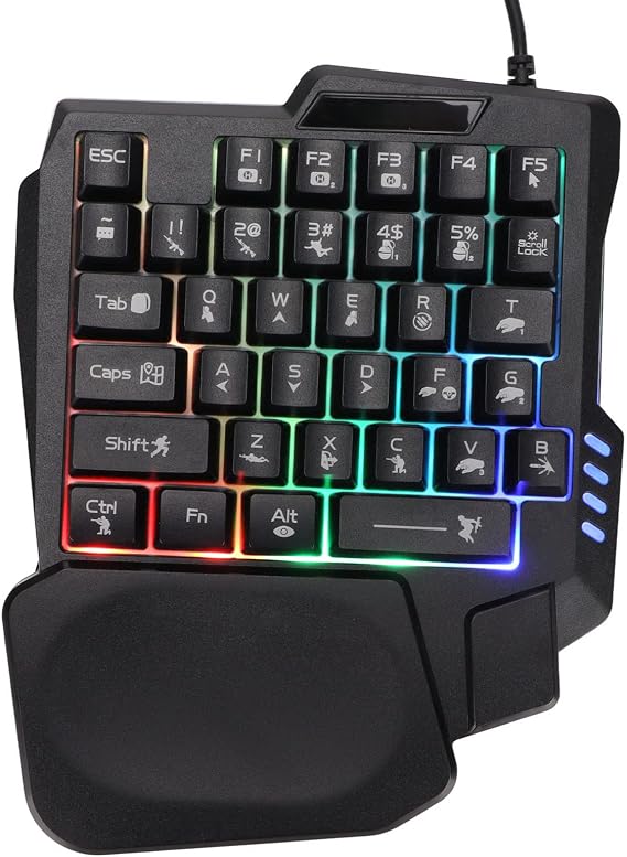 Ausla Mini Gaming Keypad, 35 Keys Backlight One Handed Gaming Keyboard, USB Wired K13, Three Color Backlight Gaming PC Accessories with Rubber Anti Slip Foot Pad