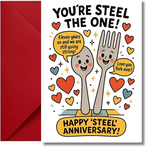 LimaLima 11th Anniversary Card Steel Gift Design For Him & Her