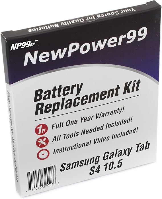 Battery Kit for Samsung Galaxy Tab S4 10.5 with Tools, How-to Video, Long Life Battery from NewPower99
