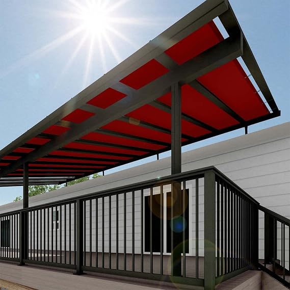 SunnyRoyal 9'x12' Waterproof Sun Shade Sail Straight Edge with Full Side Grommets 95% UV Blockage & Water Resistant Fabric Cloth Screen for Outdoor Patio Canopy Awning Garden (Red)