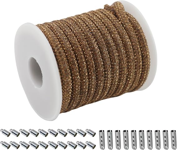 6mm Gold Rhinestone Glitter Rope Set 6 Yards for Crafts