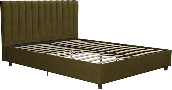 Novogratz 4193939N Brittany Upholstered Bed, Queen, Green