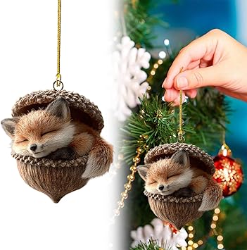 Forest Animal Acorn Ornaments, Cozy Forest Christmas Animal Ornaments, Pine Cone Animals Decoration for Christmas Tree, Acrylic Acorns Hanging Ornament Home Party Deco