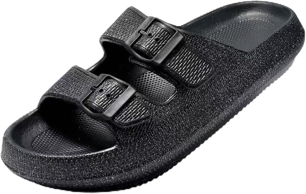 Dodow Womens Slide Sandals Adjustable Soft Cloud Comfort Slip On Flat Sandals