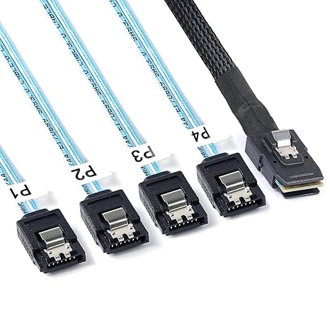 ADCAUDX Mini SAS to SATA Cable:0.5M SFF-8087 to SATA Forward Breakout Cable
