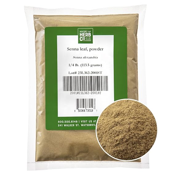 Senna Leaf Powder, by Herb Co, Senna Alexandrina, from India & USA, Kosher, for Tea, Tinctures & Encapsulation, 1/4 lb