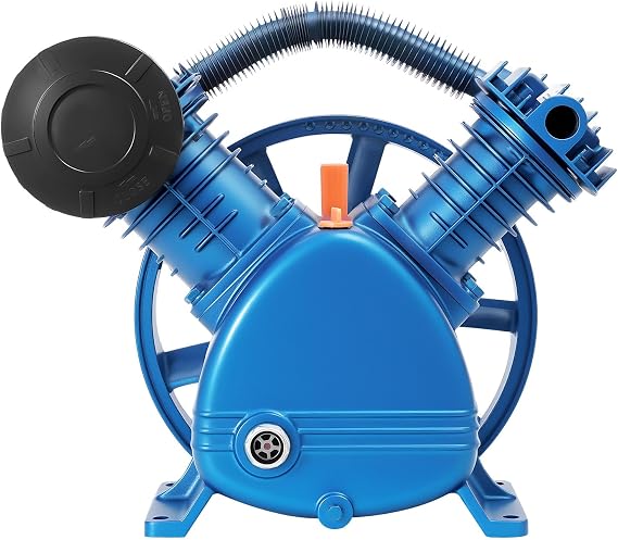 175PSI 5.5HP 2-Cylinder Air Compressor Pump Head, Universal Low-Energy Air Compressor Head Motor 8~11CFM V Type Double-Cylinder Air Compressor Pump Head Double Stage Faster Inflation And Low Noise