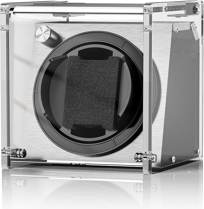 Watch Winder Smith Acrylic Single Automatic Watch Winder 12 OClock Upright Display, Ultra Quiet Performance for Large & Small Watches