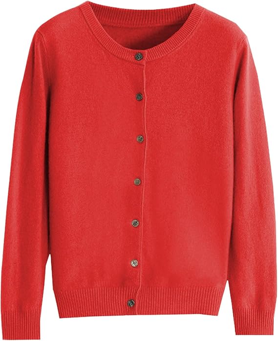 Cream Cashmere Cardigans for Women Button up Open Front Crew Neck Sweaters Lightweight Long Sleeve Tops Cozy Outfits