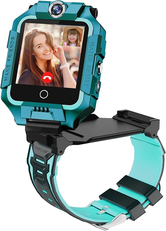 OKYUK 4G GPS Smartwatch for Girls Boys, IP67 Waterproof Sport Smart Watch Phone for Kids, with Face Unlock 2-Camera 360 Rotating Screen WiFi Video Call Phone Call SOS Pedometer for 3-14 Age