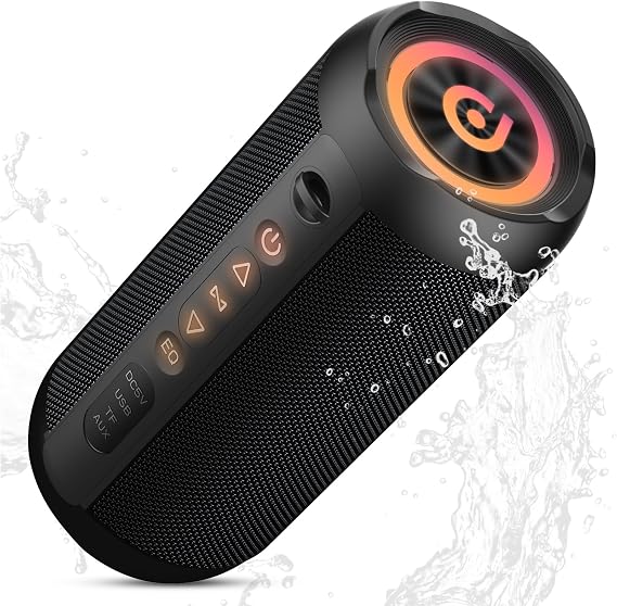 Portable Bluetooth Speaker with 30W Stereo Sound, 24H Playtime, 3 EQ Mode & 8 RGB lights Wireless Speaker, IPX7 Waterproof, TWS Wireless Pairing, Outdoor Speaker for Home and Hiking