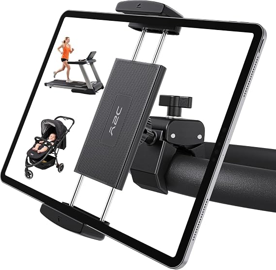 A2C Universal Tablet Mount for Peloton Bike, Adjustable Handlebar Clamp iPad Holder for Treadmill, Exercise Bike, Spin Bike & Stroller, Fits 0.5–1.65” Tube, Compatible with 4.7–13” Phones & Tablets