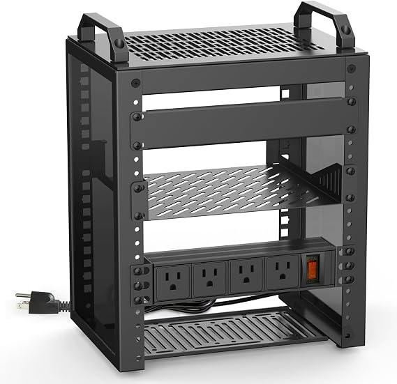 10Inch Mini Server Rack,6U Network Rack with Rack PDU Power