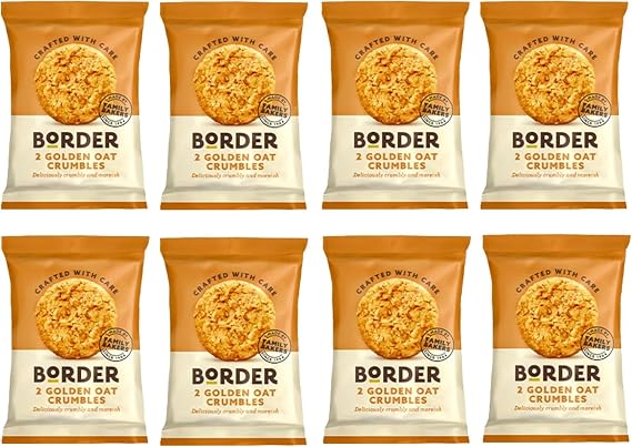 12 x Borders Biscuits Golden Oat Crumble Flavour Cookies - Sweet Memories (2 Biscuits Per Pack)