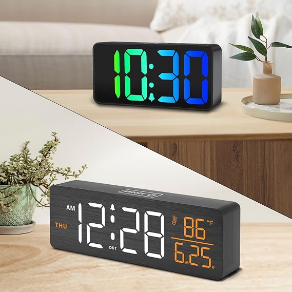 DreamSky RGB Small Digital Clock and Large Display Wooden Desk Clock