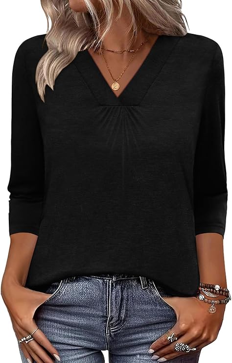 Womens Tops Boho Summer 3/4 Length Sleeve Shirts Teacher Vacation Outfits