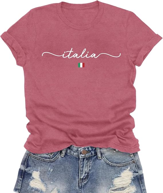 Womens Italia T-Shirt Italian Pride Flag Shirt Vacation Travel Italy Lover Tee Tops
