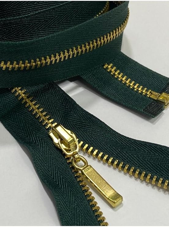 Demir diş kaban mont fermuarı / 100 cm/KOYU YEŞİL/gold diş/no 4,5