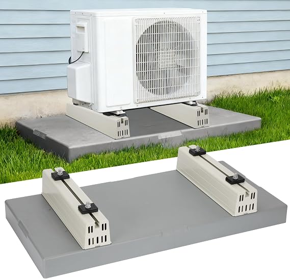 Mini Split Pad with Floor Mounting Base Kit, 38"x18"x3" Mini Split Condenser Pad for 9000-36000 BTU Ductless, Anti-Vibration Mini Split AC Pad for Outside and Floor Mounting Base for Heat Pump