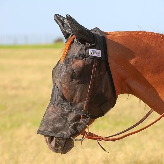 Cashel Quiet Ride Horse Fly Mask with Long Nose and Ears, Black, Arabian