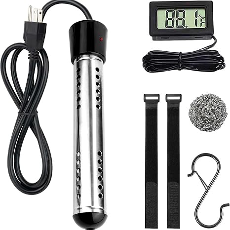 2000W Immersion Water Heater UL Listed,Portable Electric Water Heater with 304 SS Anti-scalding,Updated with Digital Thermometer,S Hook,2 Reusable Straps,Heats up to 5 gallons of Water in Minutes