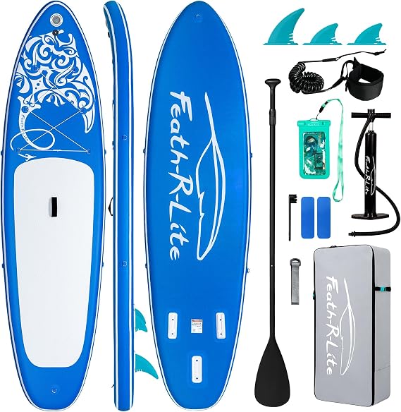 FEATH-R-LITE Inflatable Stand Up Paddle Board with Beginner SUP Accessories