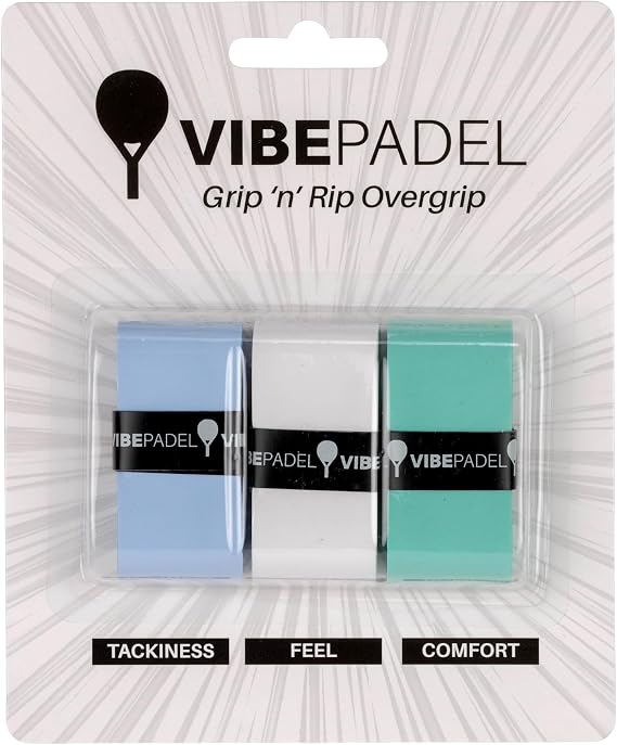 | Padel Grip for Tacky Feel | Grip 'n' Rip Padel Overgrip | Padel Racket Grip Tape | Padel, Pickleball, Squash and Badminton Racket Grip Tape | Padel Accessories and Padel Gifts | 3 Pack