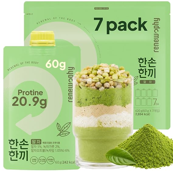 RENEWPHY Grabmeal Matcha Protein Shake, 21g Protein, 2.12 oz*7 Pack